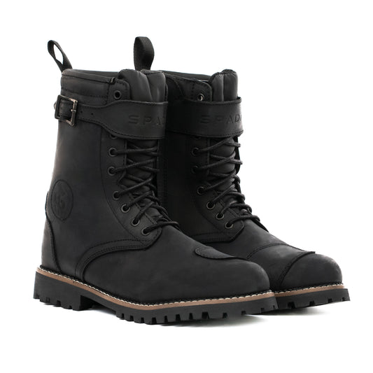 Pilgrim Grande Rev 2 Black Distressed Motorcycle Boots