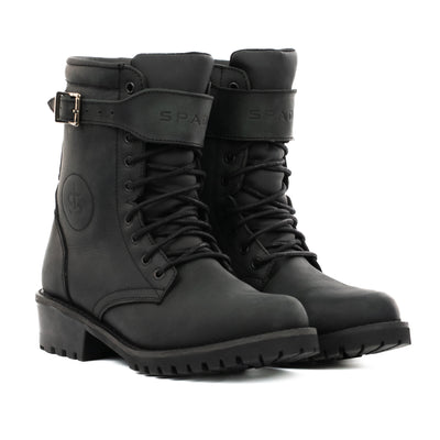 Piston Ladies Black Leather Motorcycle Boots