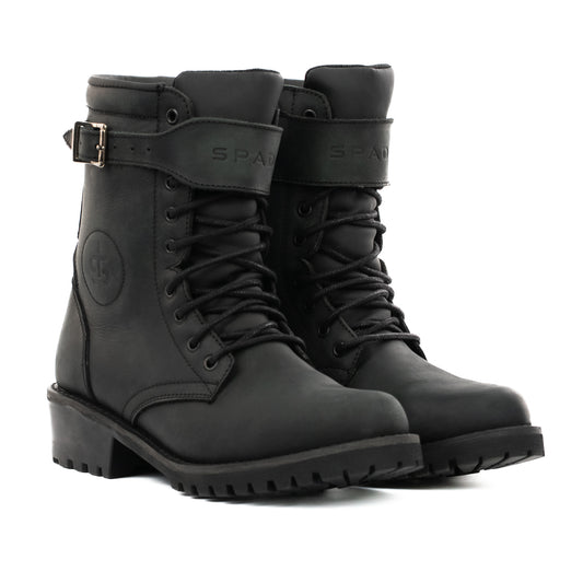 Piston Ladies Black Leather Motorcycle Boots