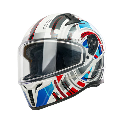 red blue white motorcycle helmet with pinlock ready clear visor