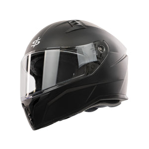 matt black spada helmet with clear visor on white background