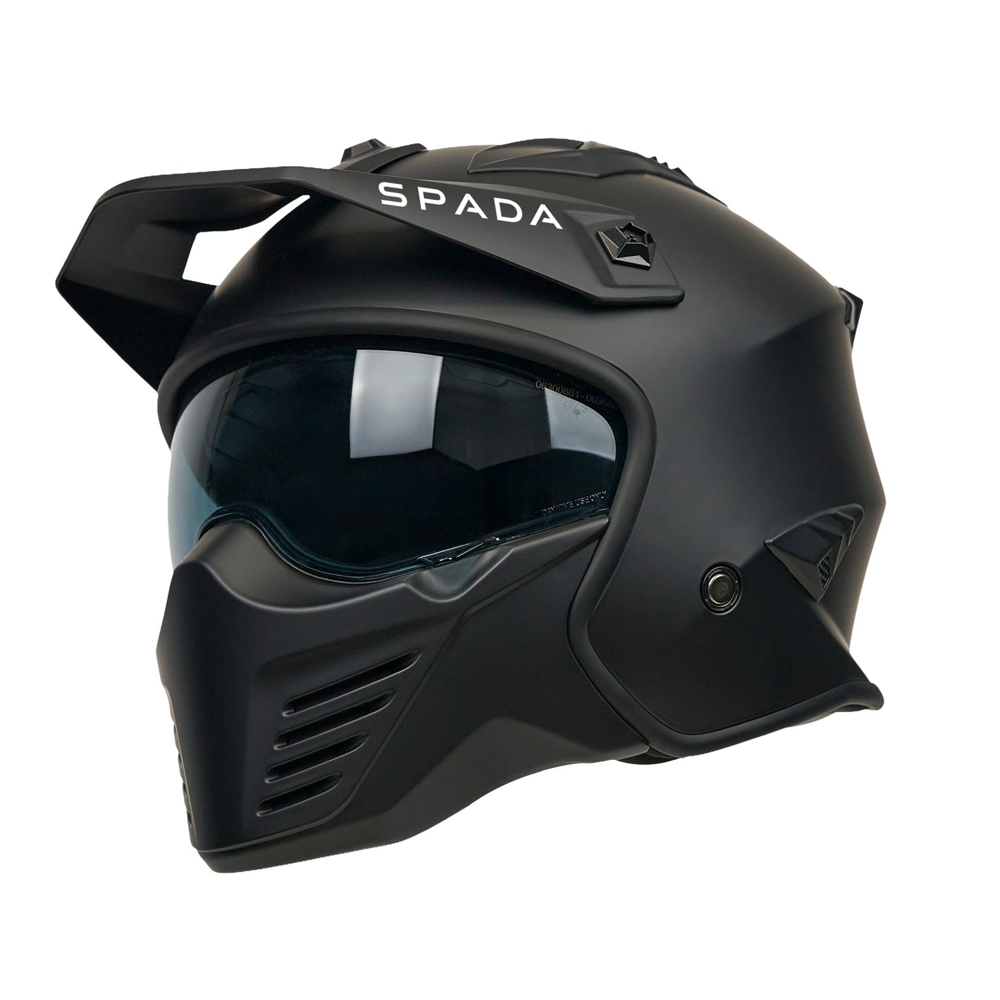 Black Spada helmet with visor on a white background