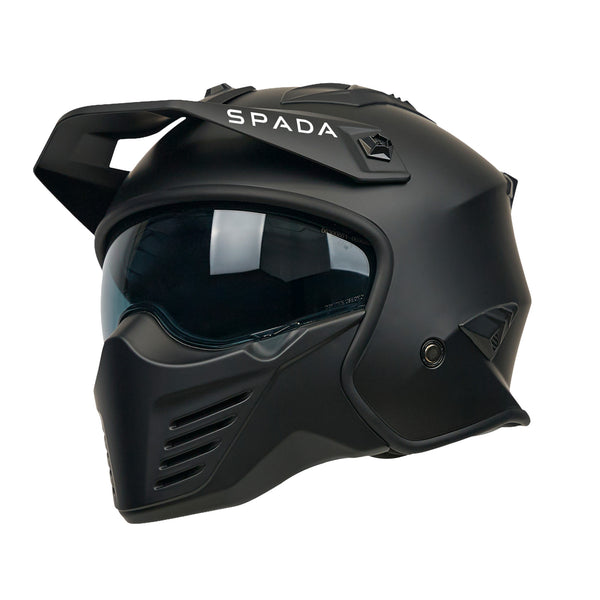 Black Spada helmet with visor on a white background