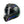 Black motorcycle helmet with colorful accents on a white background