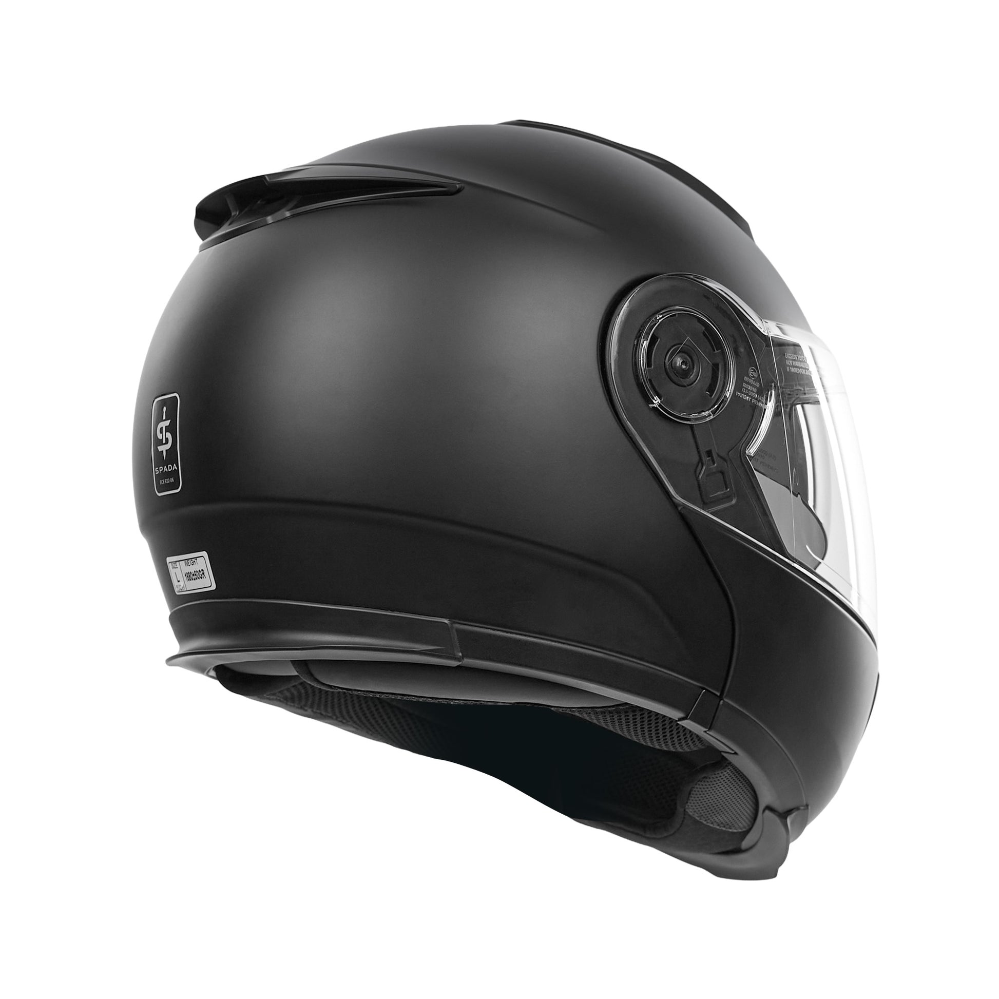 Black motorcycle helmet on a white background