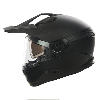 matt black off road motorcycle helmet with clear visor