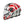 Motorcycle helmet with red and white design on a white background