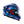 Blue and red motorcycle helmet with clear visor on a white background