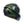 Black motorcycle helmet with colorful accents on a white background