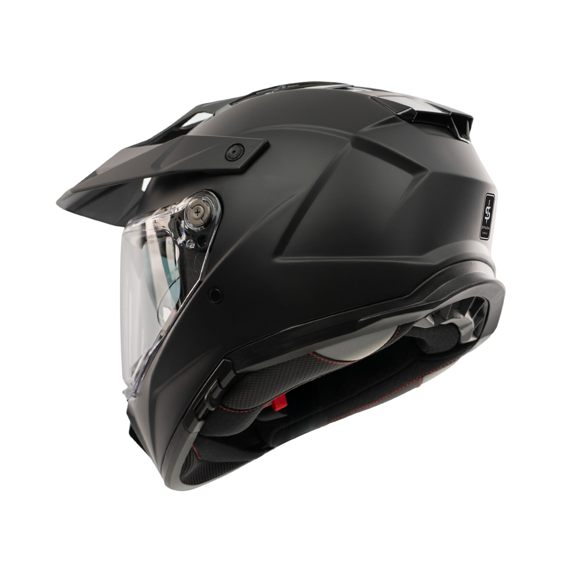 Black motorcycle helmet on a white background