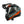 black and orange design motorbike helmet with clear visor and integrated sun visor