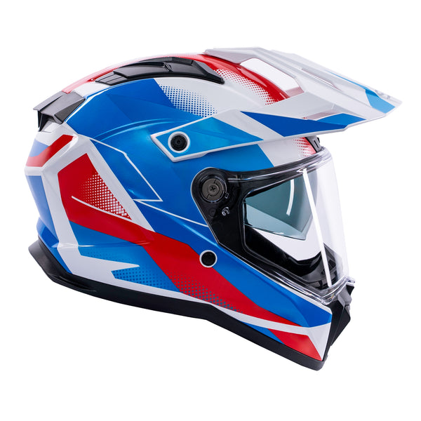 Trailhawk Raptor Red, Blue & White Adventure Motorbike Helmet