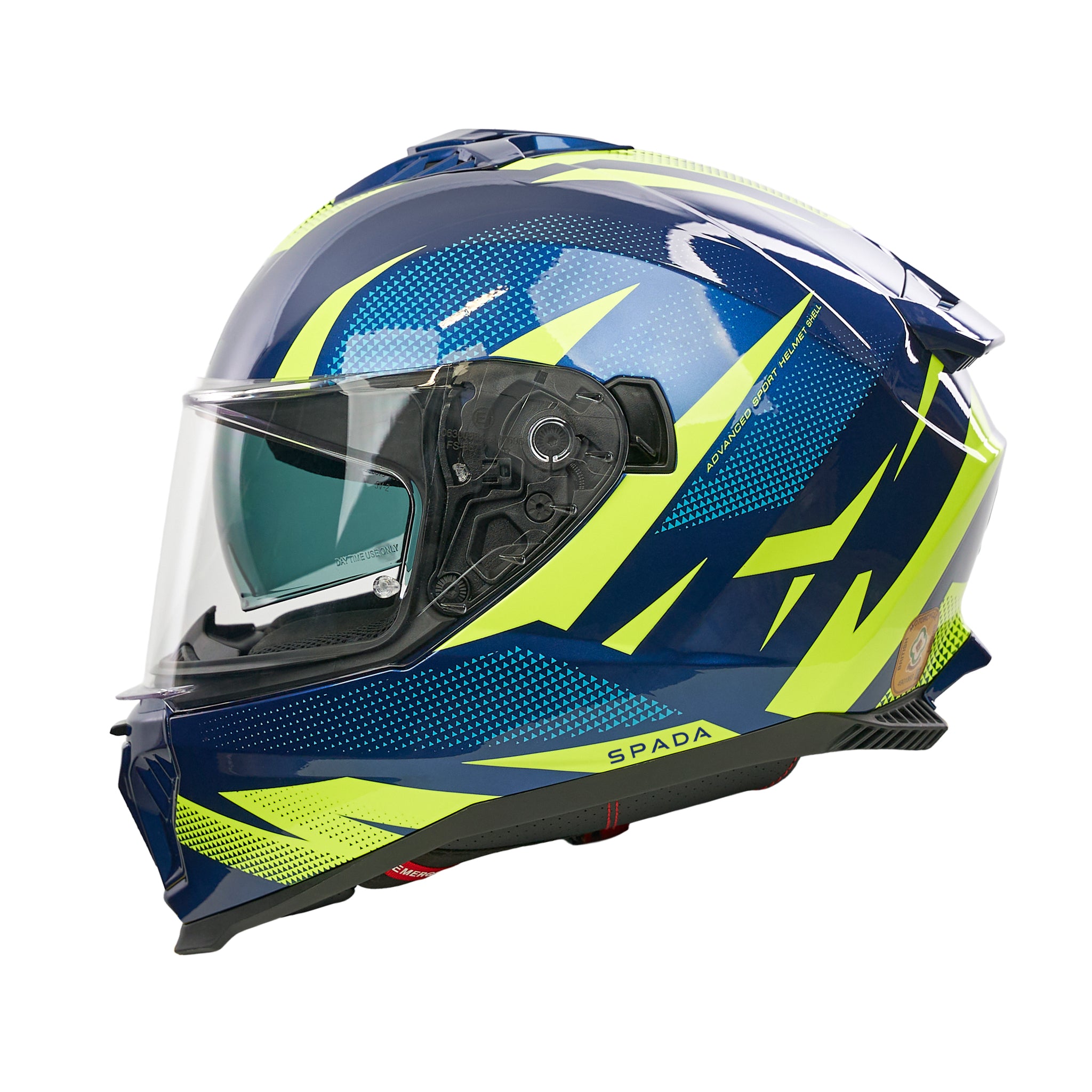 SP18 Vertex Blue Yellow Full Face Motorbike Helmet SP18 Vertex Blue Yellow Full Face Motorbike Helmet
