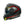 Black motorcycle helmet with red and yellow accents on a white background