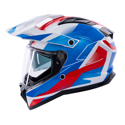 Trailhawk Raptor Red, Blue & White Full Face Adventure Motorbike Helmet