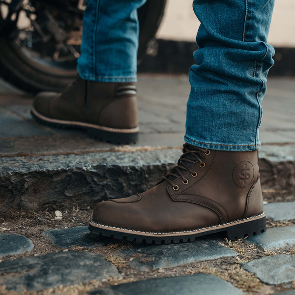 Pilgrim Grande Rev.2 Brown Distressed Motorcycle Boots