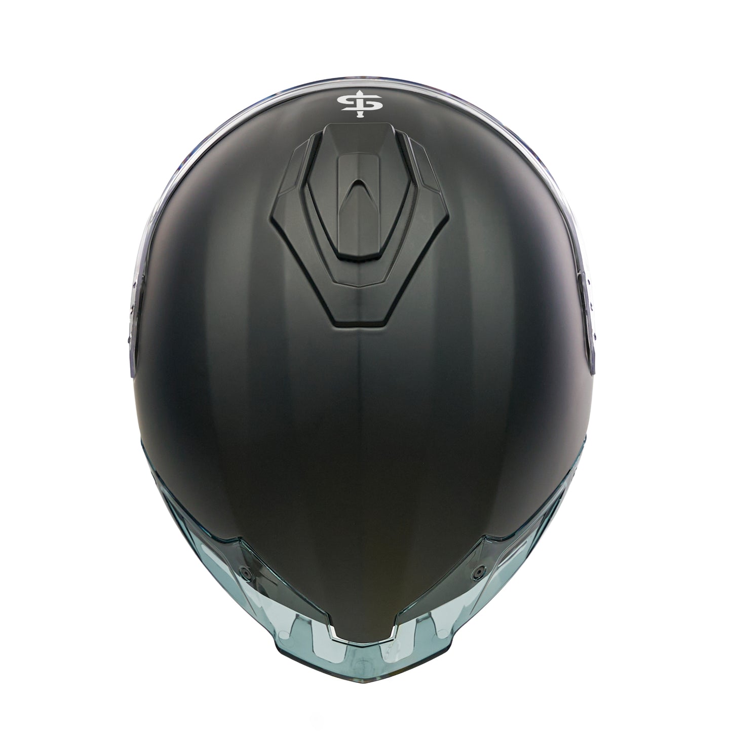 top of black full face helmet with vents