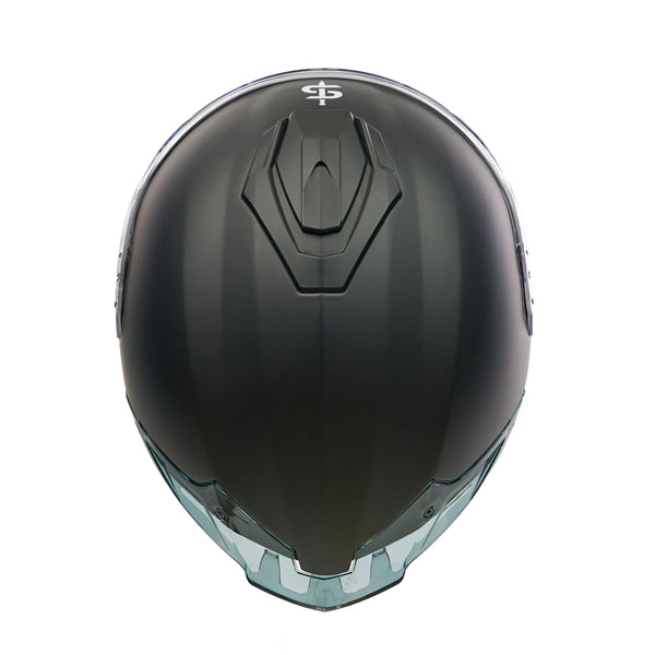 top of black full face helmet with vents