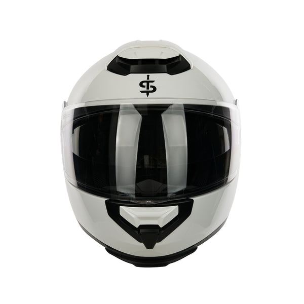 Bastion White Flip Up Motorbike Helmet