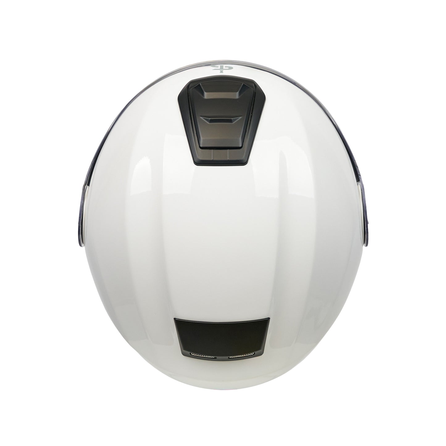 top of white helmet with black vents