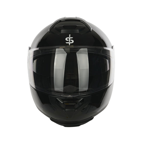 Bastion Gloss Black Flip Up Motorbike Helmet