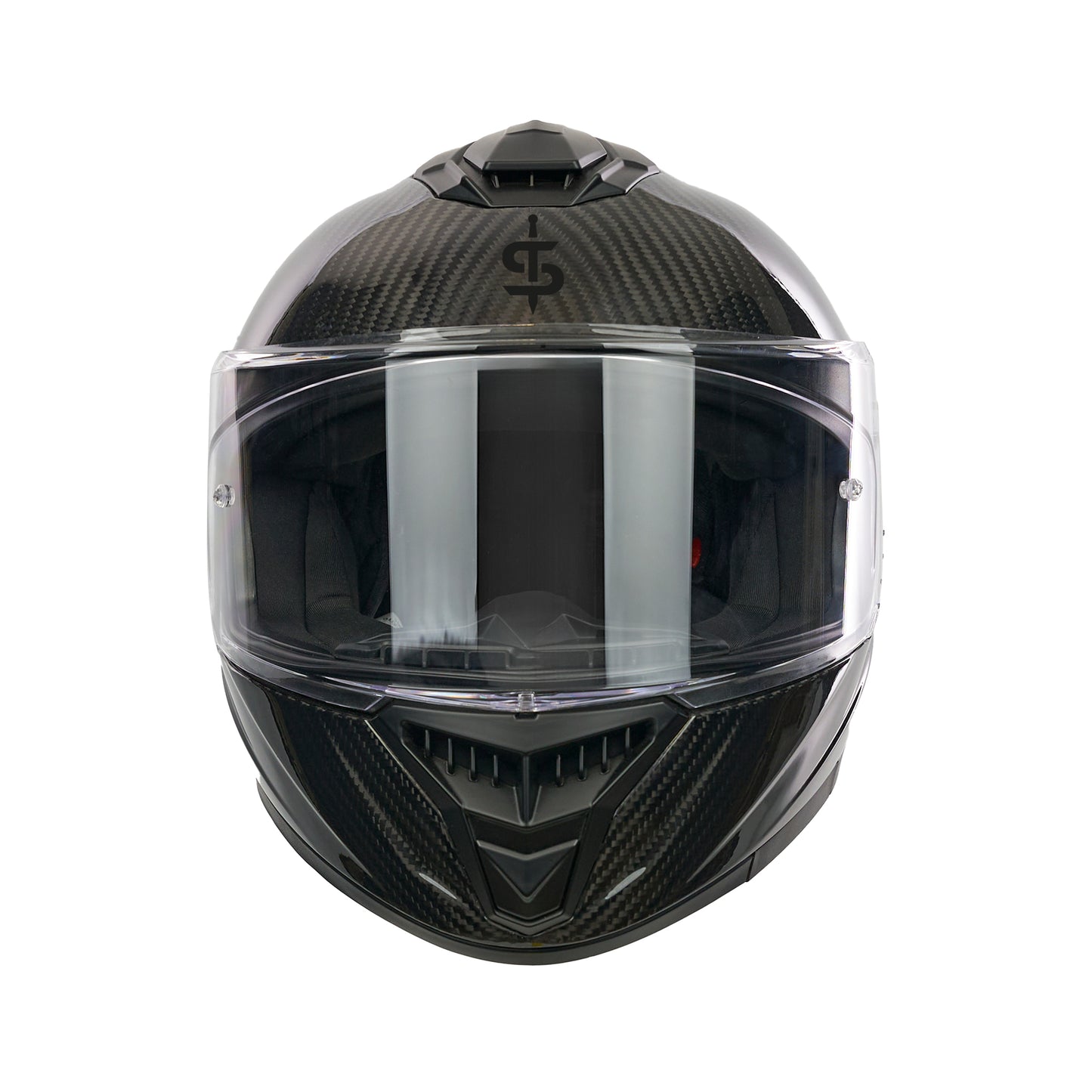 front face black carbon helmet with a clear pinlock ready visor