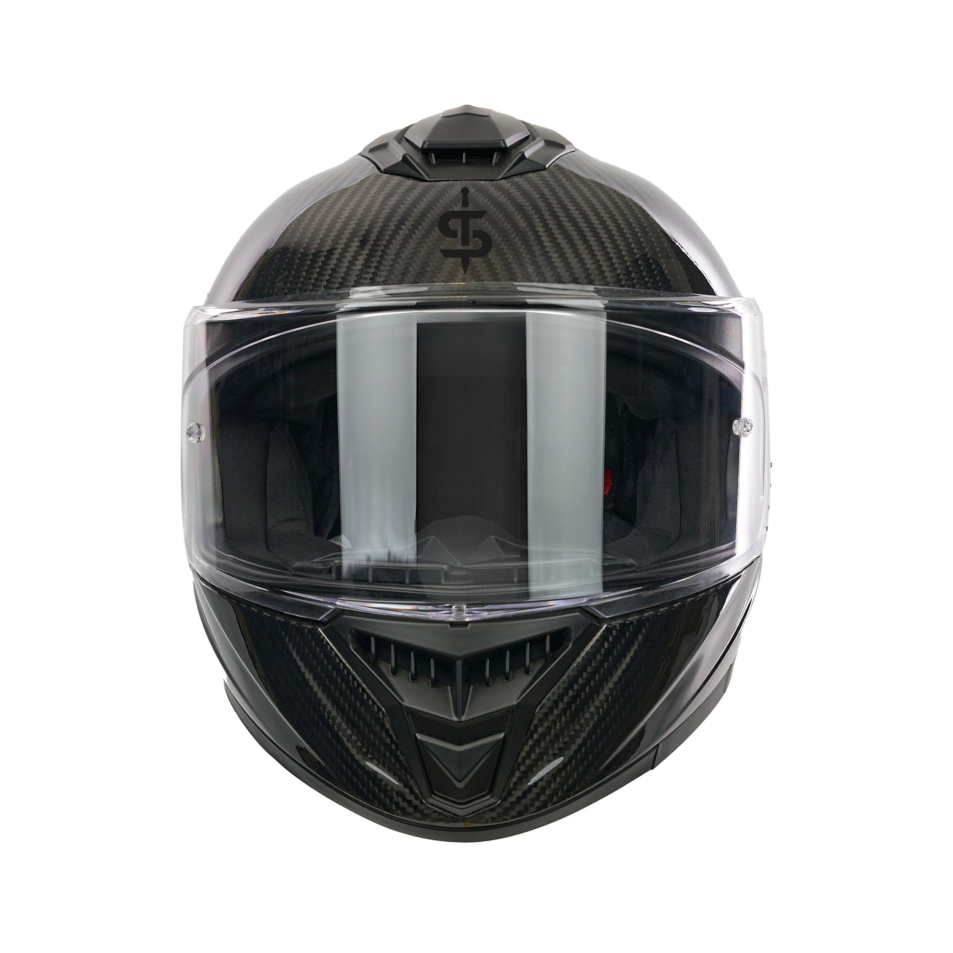 front face black carbon helmet with a clear pinlock ready visor