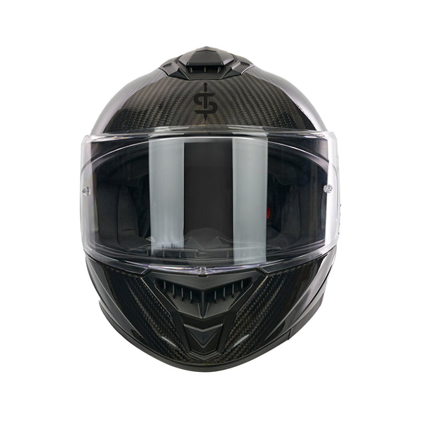 front face black carbon helmet with a clear pinlock ready visor