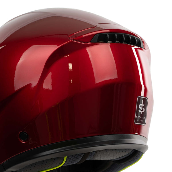 Glossy red helmet with a brand logo on a white background