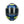 front facing blue and yellow helmet with yellow spada logo and clear visor