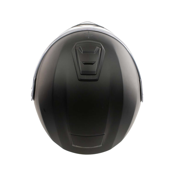 top of matt black helmet with black vents