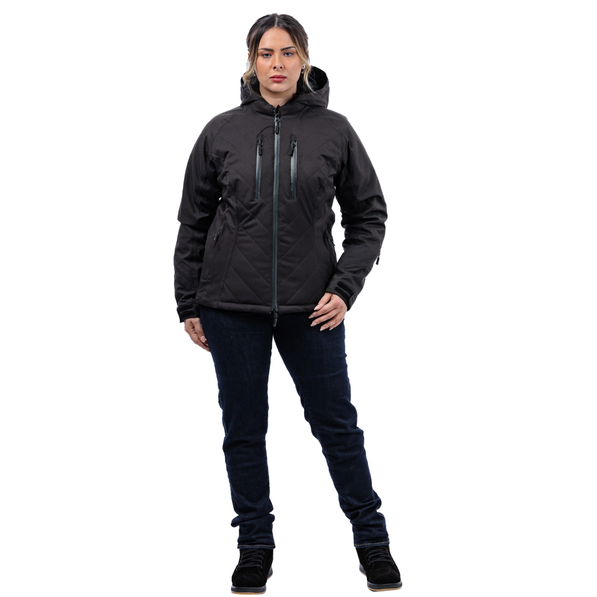 Bella Black Quilted Ladies Motorcycle Jacket