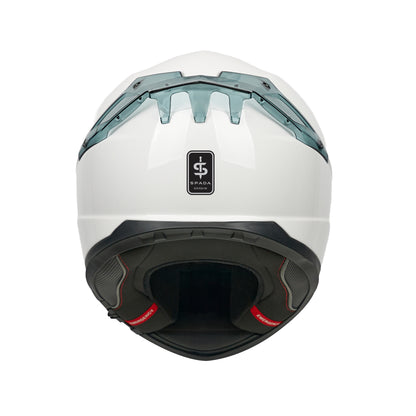 back of white helmet with spada logo on the back