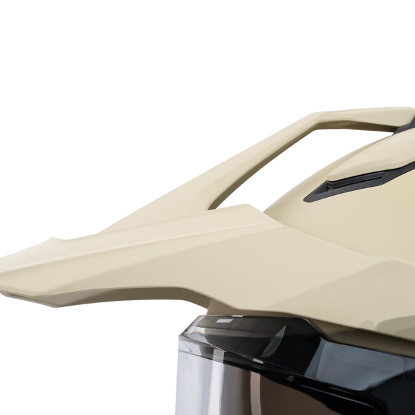 close up of sand motorbike helmet peak