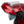 flipped up motorbike red helmet with visor