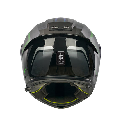 back of multicolour helmet with spada logo on the back