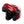 Red flip up motorcycle helmet with a clear visor on a white background