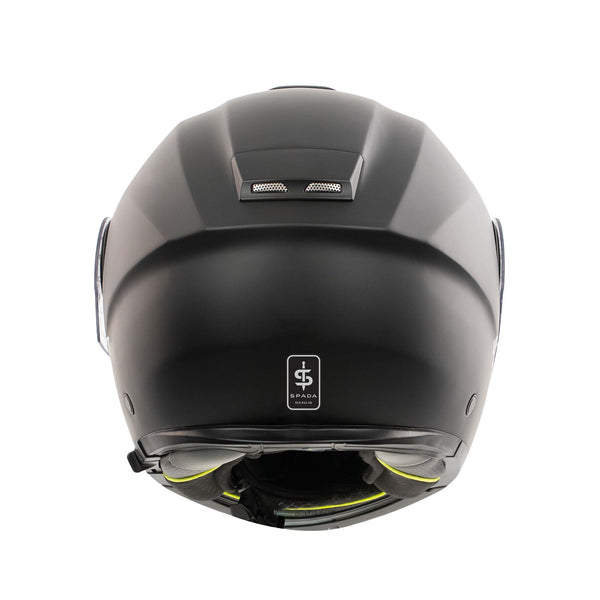 back of black helmet with black spada logo on the back