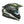 black and green motorbike helmet with clear visor and integrated sun visor