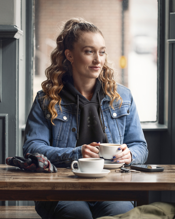 Tura Trucker Washed Blue Ladies Motorcycle Denim Jacket - Grace Webb Edit