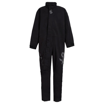 black waterproof onesie oversuit of motorcycle riding