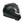 Black motorcycle helmet with clear visor on a white background