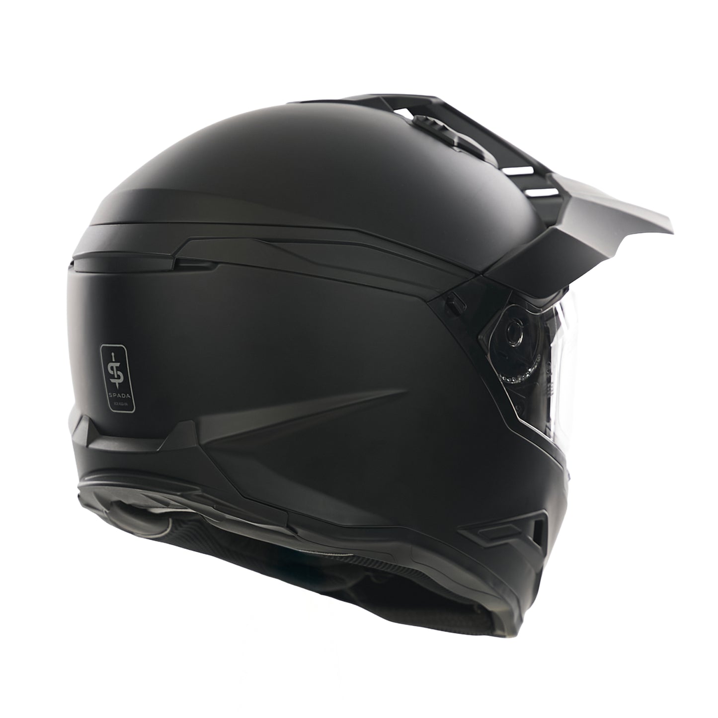 back of matt black motorbike helmet