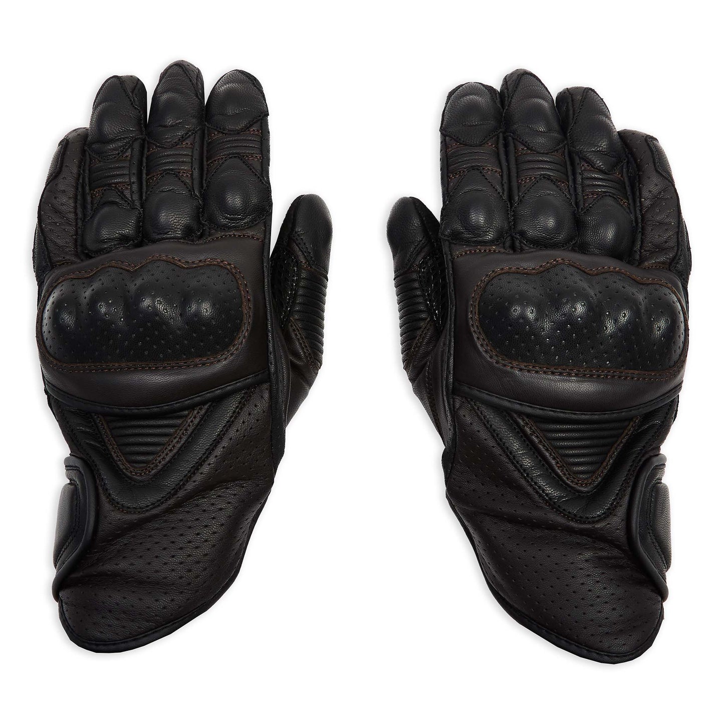 Corso Black & Brown Leather Motorcycle Gloves