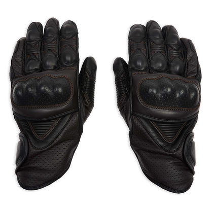 Corso Black & Brown Leather Motorcycle Gloves