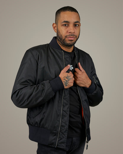 Motorcycle MA1 Bomber Jacket Airforce Black – CE Level A Certified