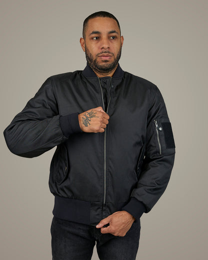 Motorcycle MA1 Bomber Jacket Airforce Black – CE Level A Certified