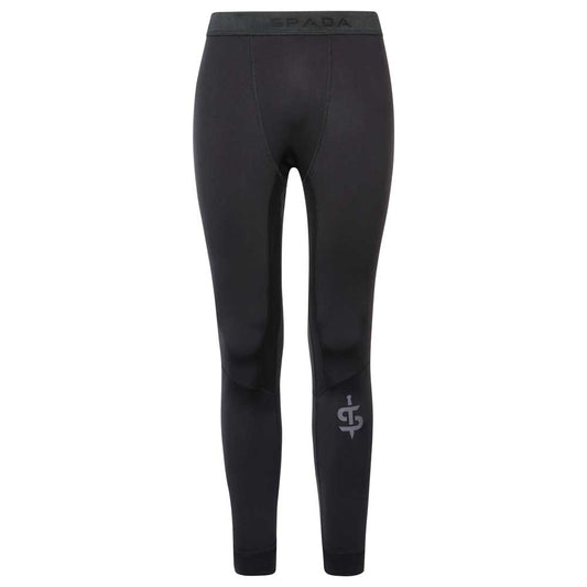 front of black lightweight base layer leggings with spada logo