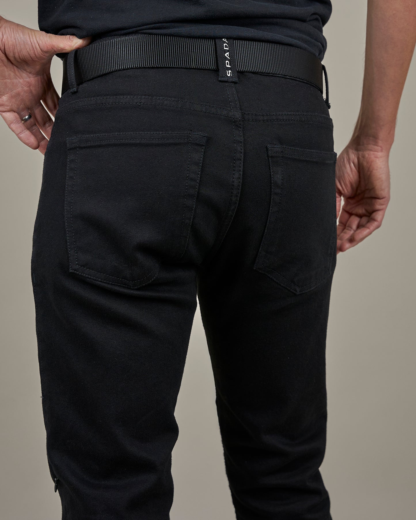 Drifter Mens Solid Black Motorcycle Jeans