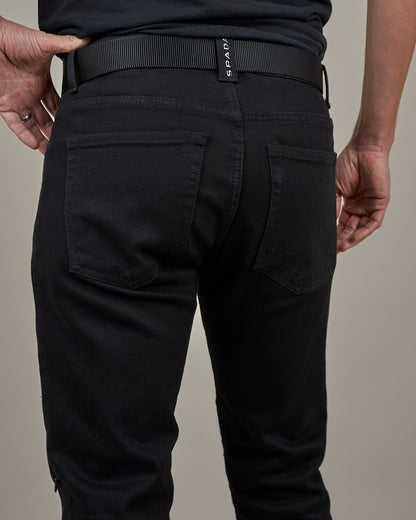 Drifter Mens Solid Black Motorcycle Jeans